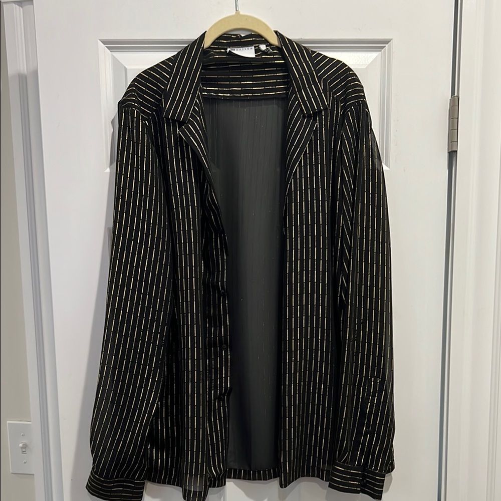 Black and Gold Sheer Striped Shirt